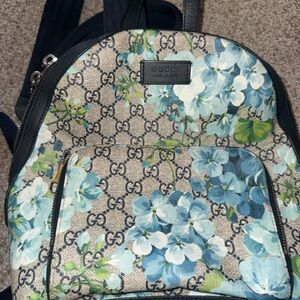 Gucci Blue and Green Floral Backpack